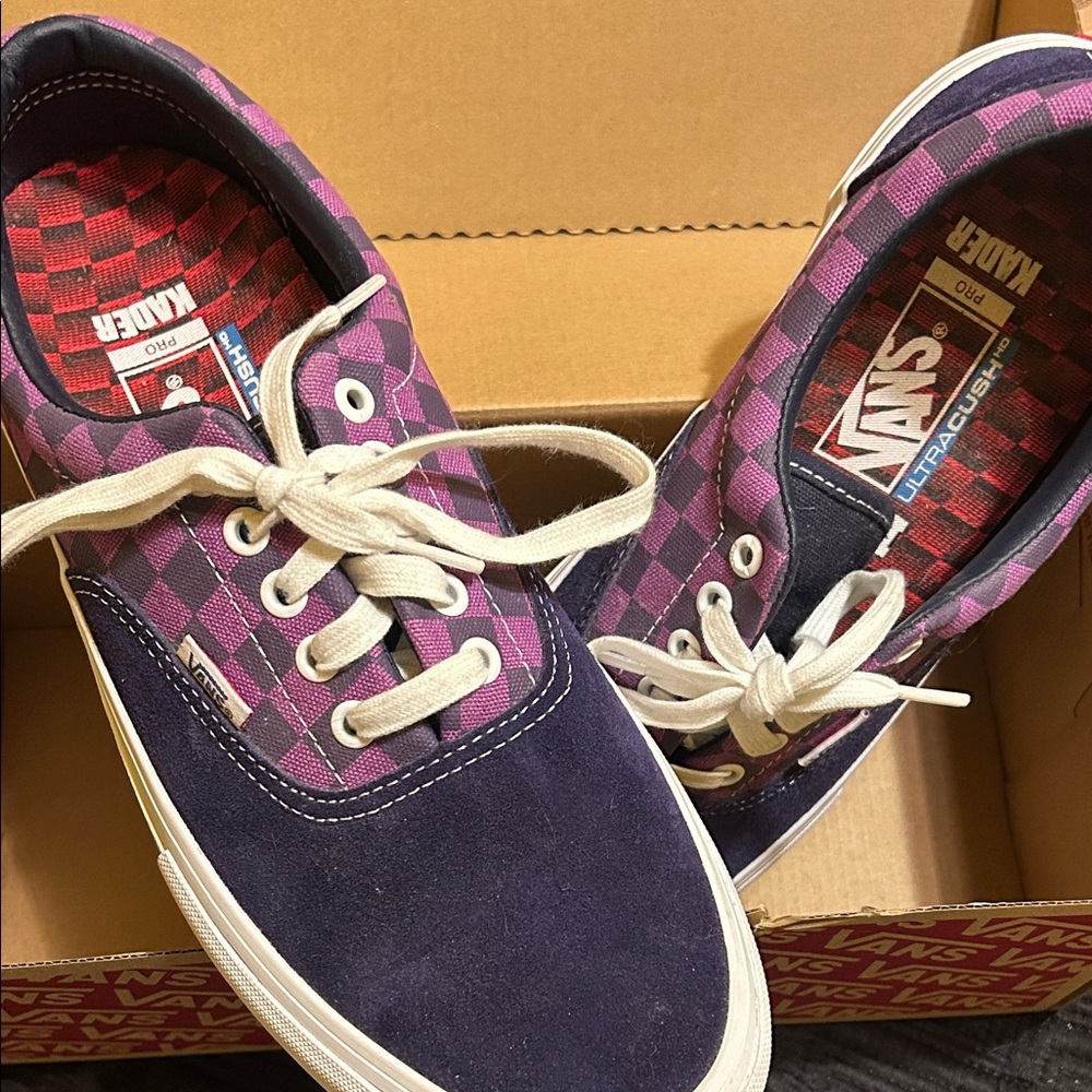 Vans Baker Kader Purple Checkered Sneakers